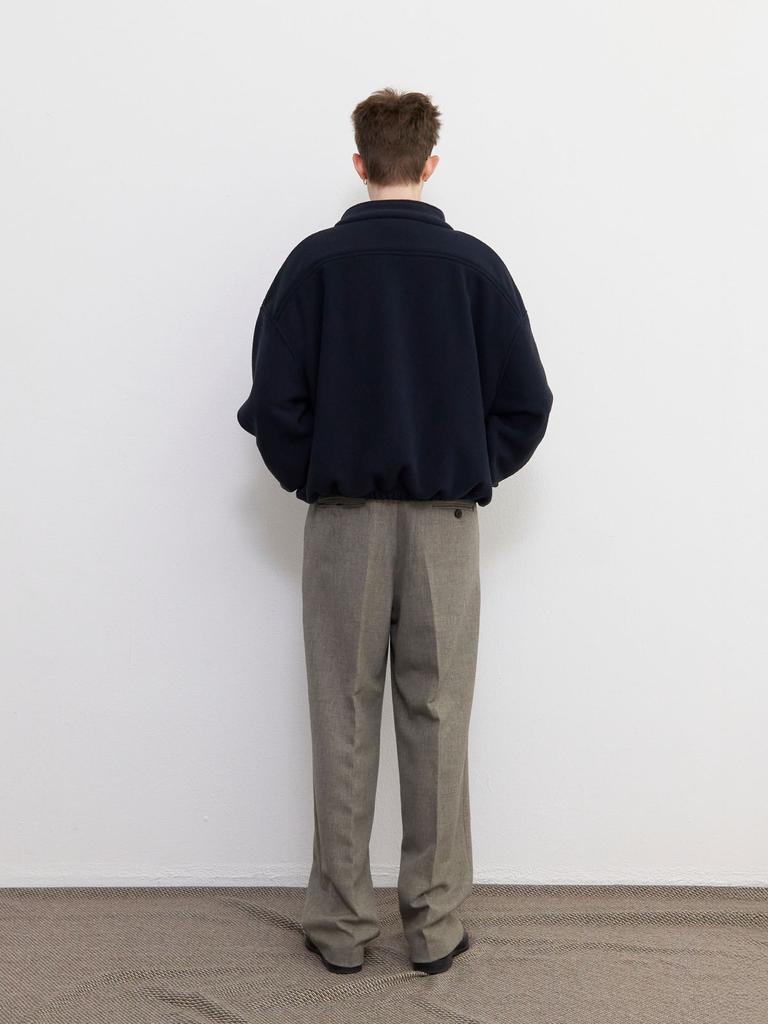 FRAGE Tapered Double-Pleat Slacks – Oat Grey