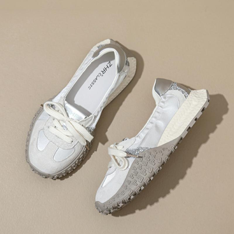 Pantofi sport casual de damă respirabili de primăvară și toamnă, la modă, versatili, cu talpă groasă și șireturi