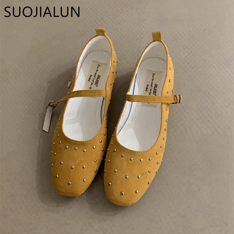 Fashion SUOJIALUN 2025 Spring New Brand Women Flat Shoes Fashion Round Toe Ladies Elegant Baot Shoes Soft Flat Heel Mary Jane Shoes