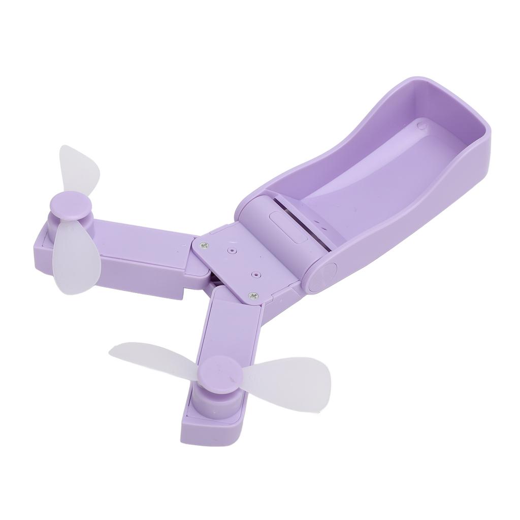 Dual Head Foldable Fan Portable Handheld Fan USB Rechargeable 3 Speeds Strong Wind Quiet Mini