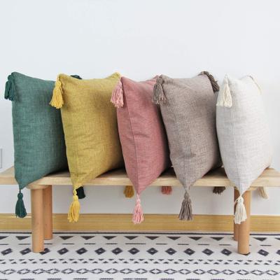 Boho Pillow Cover with Tassels Farmhouse Throw Pillow Case Decorative Pillowcase with Hidden Zipper