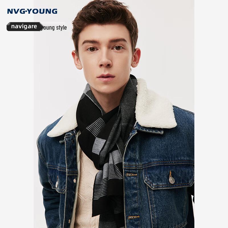 Navigare Men's Fashion Plaid Warm Scarf