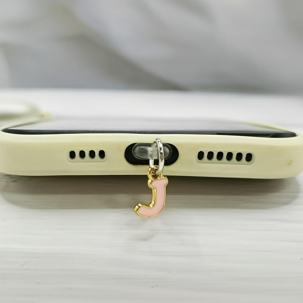 1 Stück Legierung Rosa Buchstabenanhänger Handy Staubschutzstecker Wasserdicht Staubdicht Staubfest