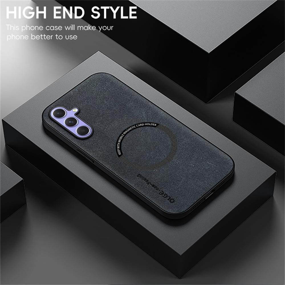 WANLONFENG YBP Series For Samsung Galaxy A24 4G (162.1mm) Magnetic Case with Tempered Glass Film PU+TPU Phone Cover Large Cutout