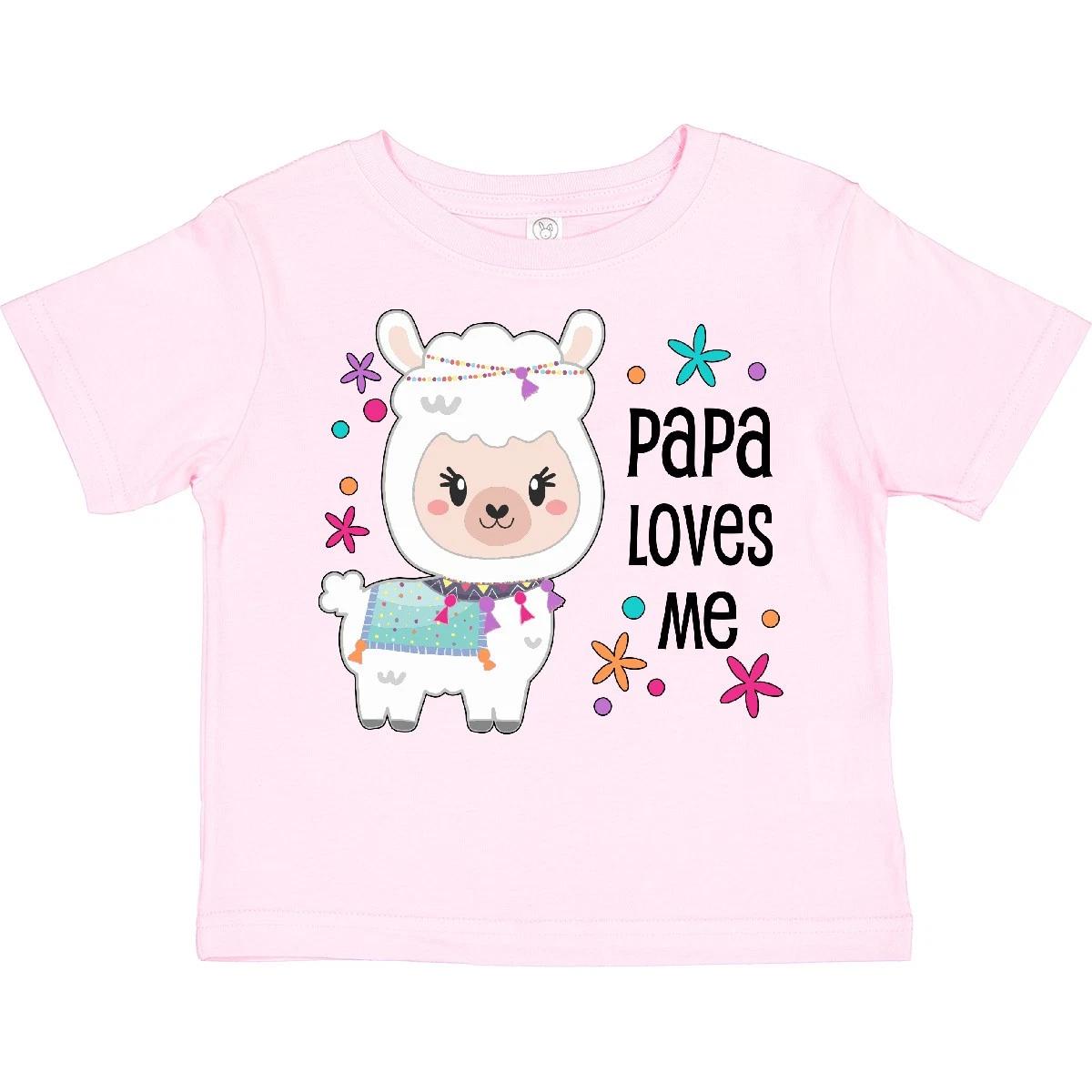 Inktastic Papa Loves Me- Cute And Happy Llama Toddler T-Shirt Llamas Daddy Dad 160