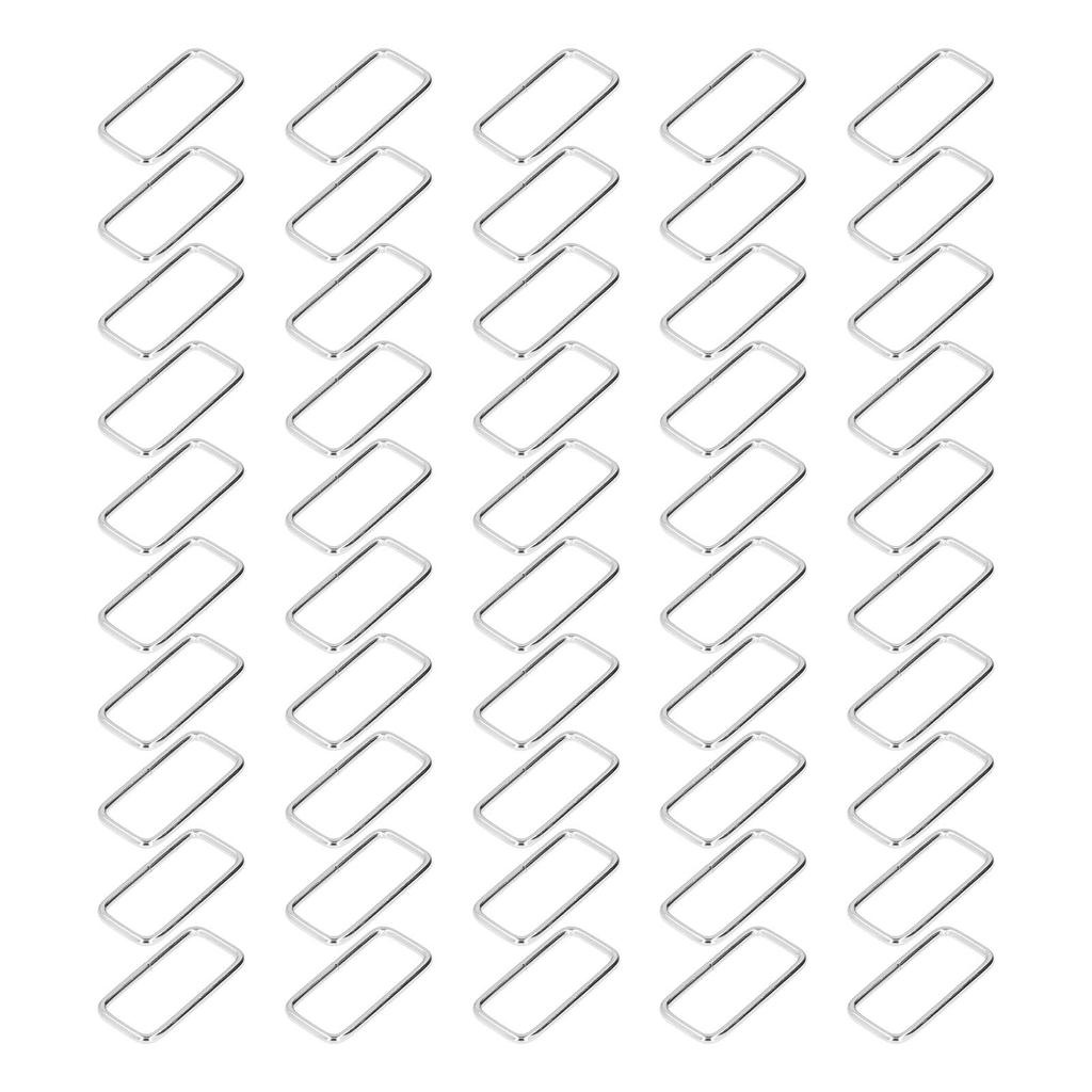 50pcs Metal Rings Durable Iron Rectangle Buckle Rings for DIY Belt Handbag Buckle Hardware Clothes Decoration