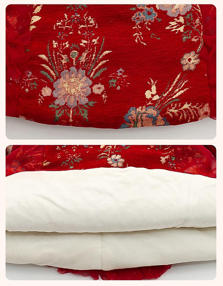 Jupe Hanfu Qipao Festive d'Hiver pour Filles - Style Chinois Épais pour le Nouvel An Combinaison Tang Vêtement Formel