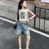 Summer Girls' Denim Shorts Cropped Pants Work Pants Versatile Jean Wide Leg Trendy Versatile Loose Pants for Children