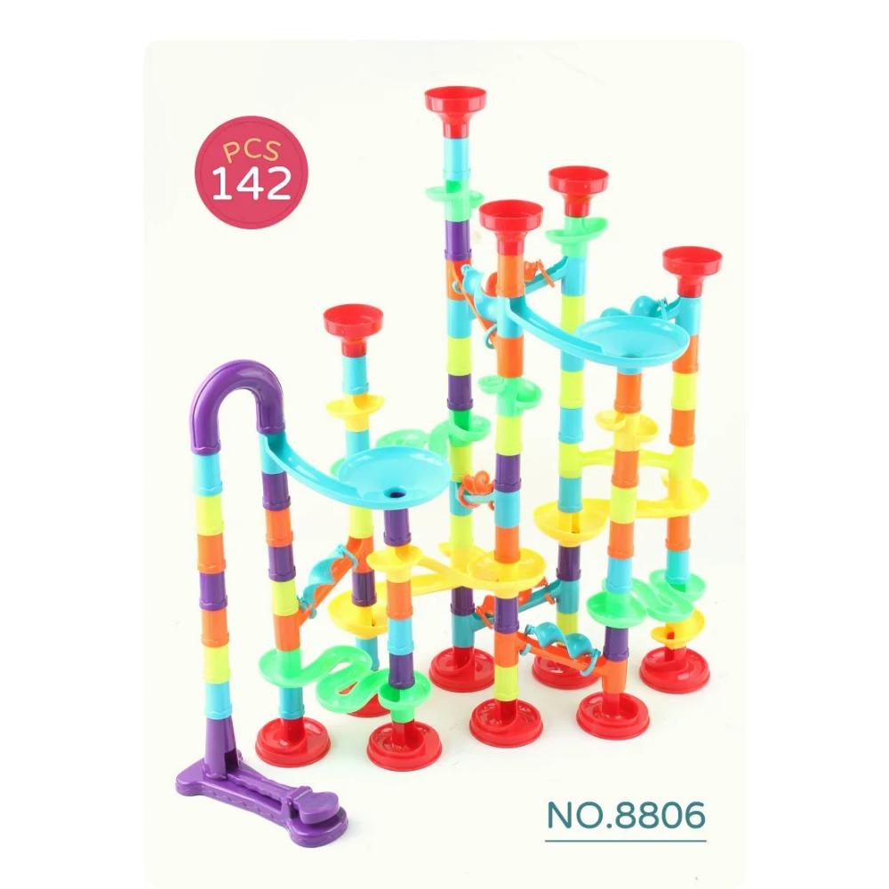 DIY Construction Marble Run Race Track Building Blocks Kids 3D Maze Ball Roll Toys Children Christmas Gift 45/93/113/142pcs Set