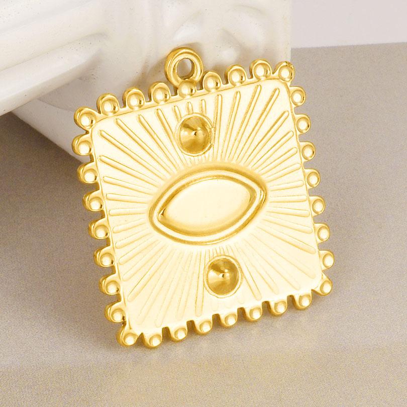Gold Color Cabochons Accessories Stainless Steel Sun Pendants For Jewelry Making Supplies Blank Base Settings DIY Pendant Charm
