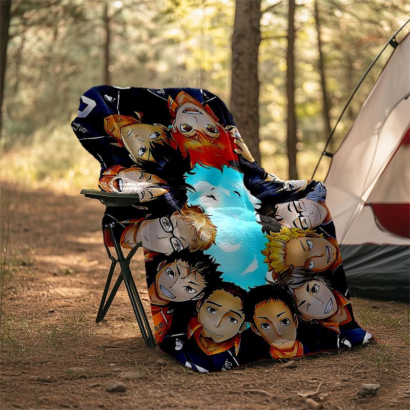 Haikyu Theme Printed Blanket - Perfect for Couch, Bed, Travel & Outdoor Use | Machine Washable, Cozy & Durable.