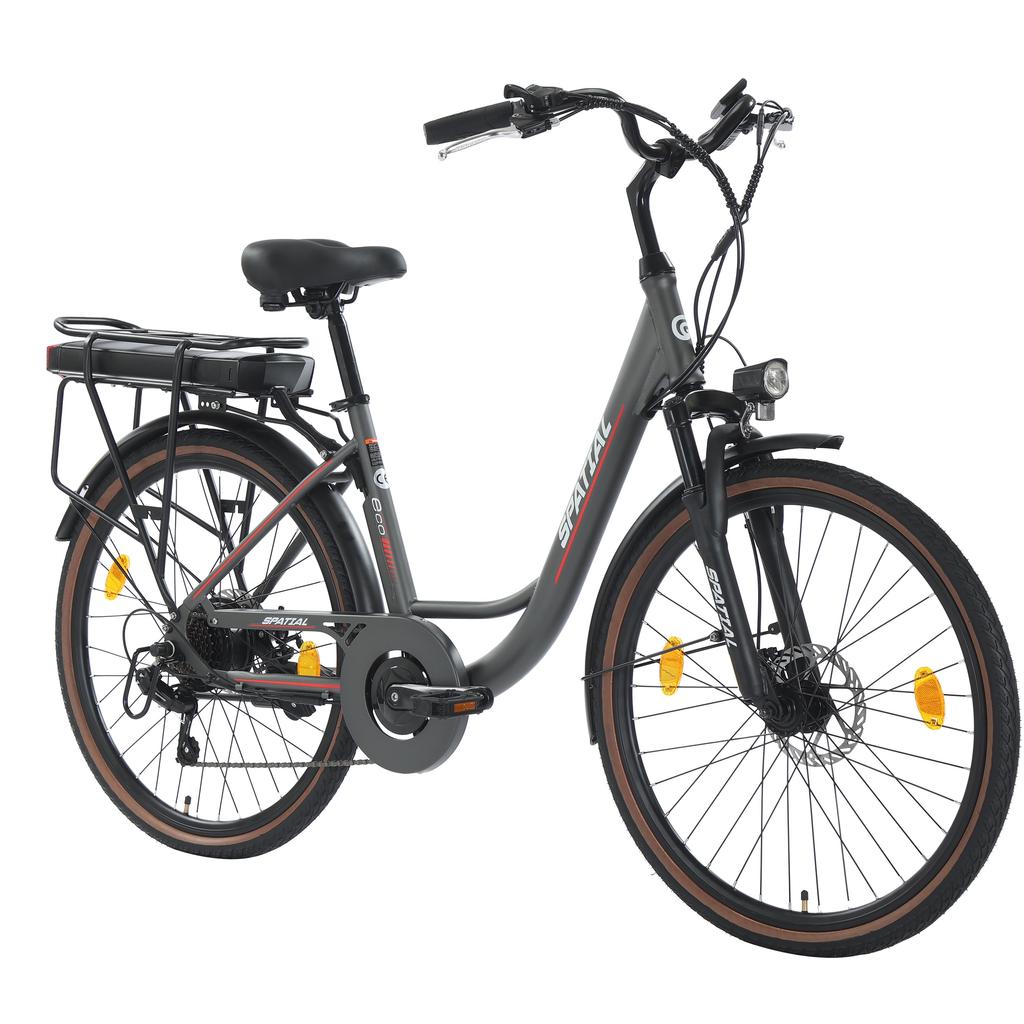 SPATIAL Shiny Electric Bicycle With TowSeat 350W Motor 36V13Ah Battery 26 Inch Tires E-Bike Outdoor Riding Electric Bike For Adult