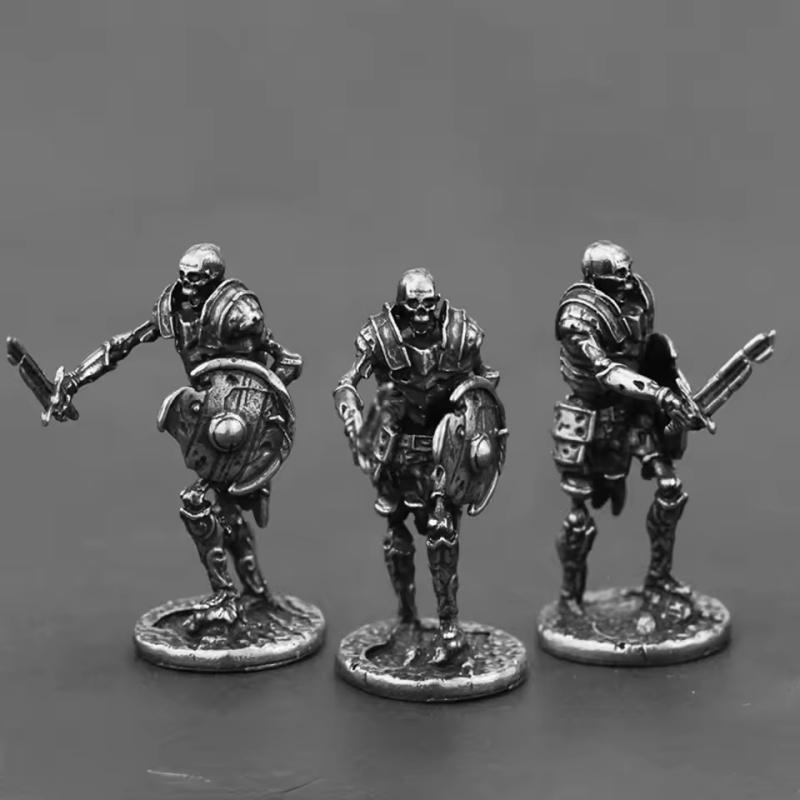 Ancient Medieval Legion Swordman Undead Skeleton Warrior Action Figures Metal Copper Model Armor Figurine Miniature Ornament Toy
