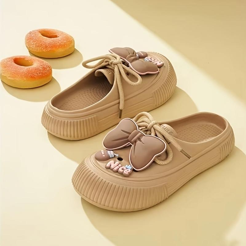 [Bequeme EVA-Pantoletten] Leichte & Atmungsaktive Damen-EVA-Pantoletten mit Schleife | Mehrere Farben, Höhenverstärkender Komfort, Langlebig & Rutschfest