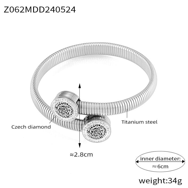 European American Style Swan Neck Hollow Retro Diamond Titanium Steel Bracelet for Women