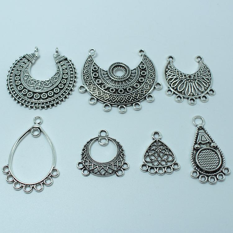 Sterling Silver Alloy Ethnic Jewelry Accessories: Necklace, Earrings, Charms, Pendants, Connectors, for Clothing and Hats.