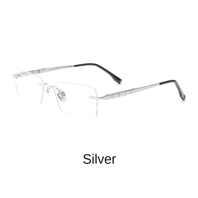 

2024 Classic Rimless Titanium Glasses 91092 Business Elite Men Frameless Eyeglass Frame Prescription Glasses For Myopia Optics серебряный
