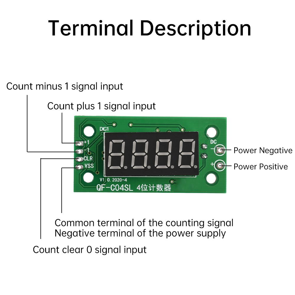 0-9999 Electronic Counter Module Low Level Switch Count Module with Power-Cut Memory Function 4 bit Digital Tube Counter DC4-25V