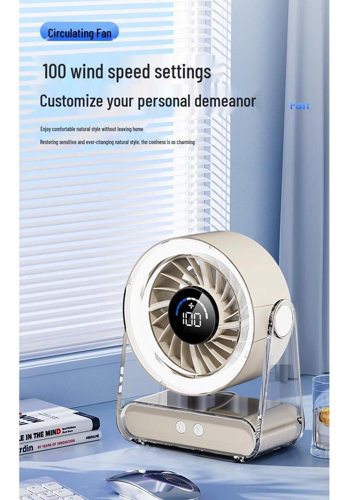 Compact USB Desktop Fan with Digital Display & Remote Control – Quiet Cooling for Dorms and Offices