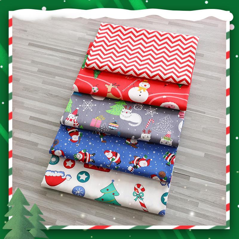 5pcs/Lot Sewing Quilting Fabrics 25x25cm Cotton Fabric Handmade Material Printed Cloth DIY Christmas Series Patchwork