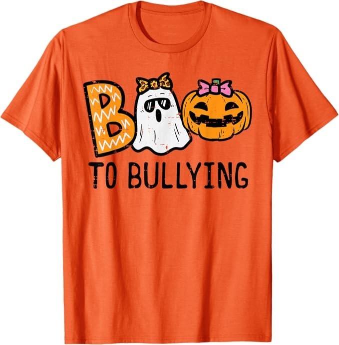 Boo Anti Bullying Funny Halloween Orange Unity Day Girls T-Shirt