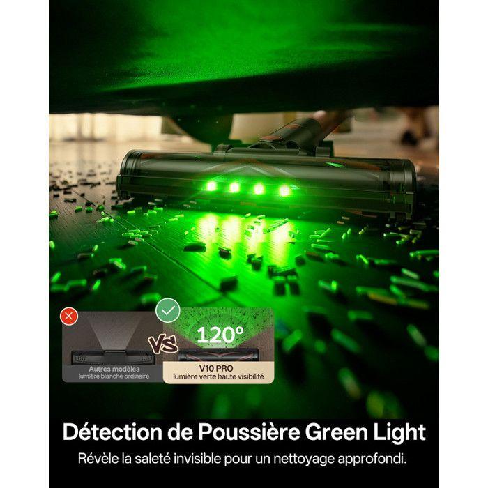 Aspirateur à main Vactidy V10 Pro, puissance d'aspiration de 45 000 Pa, poignée télescopique réglable