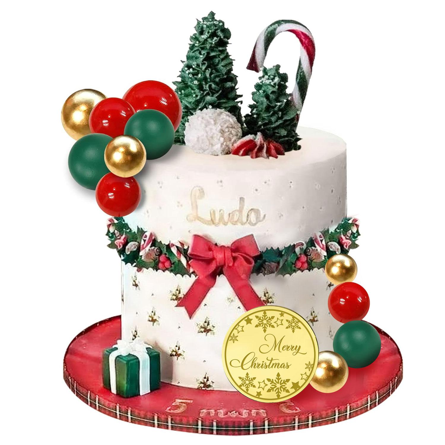 

25 PCS Merry Christmas Cupcake Topper Colorful Pearl Ball Cake Picks for DIY Cake Insert Decorations Winter Xmas Birthday Party