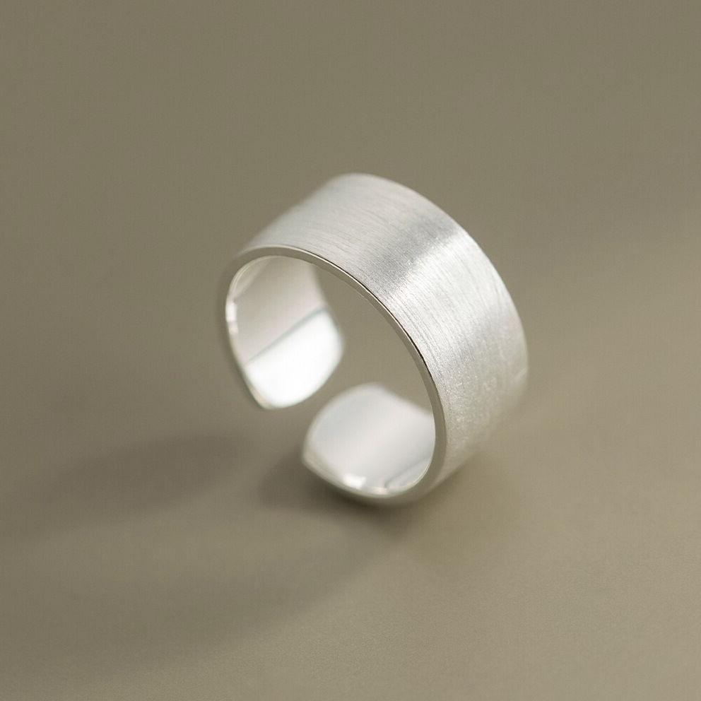 Korean Silver-Plated Geometric Wide Band Open Ring for Women - Simple & Cool