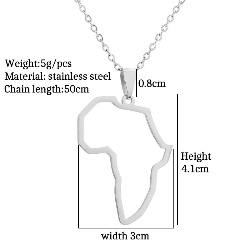 Stainless Steel African Map Hip Hop Couple Pendant Necklace - Titanium Steel European American Fashion Design