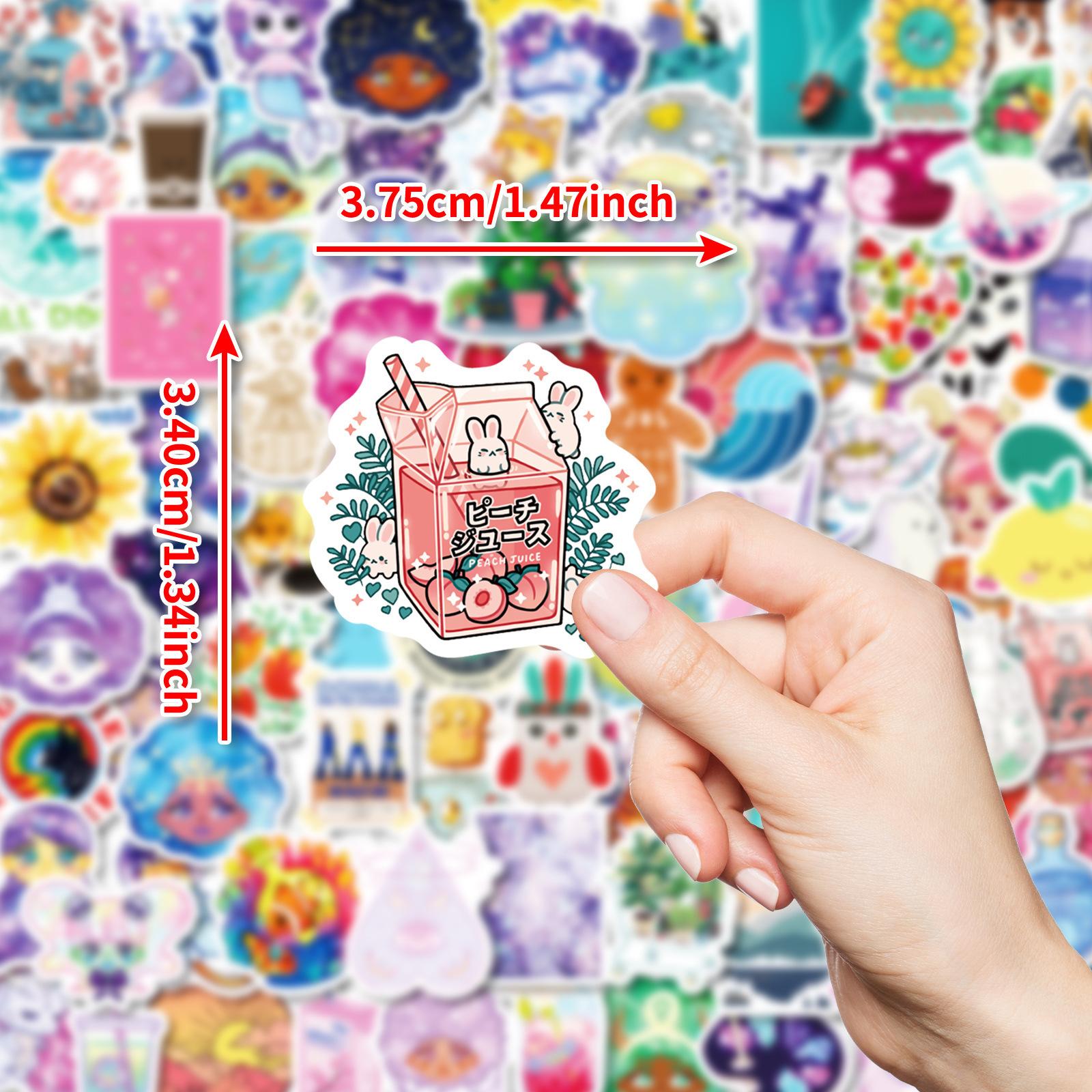 100 Packs Of Small Fresh Style Hand-Painted Pink Milk Graffiti Decorative Stickers Diy Hand Account