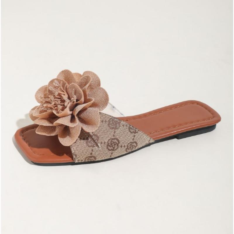 Fashion Women Flower Flat Slippers Casual Walking Shoes Female  Summer Fashion Dress Sandals Outdoor  Shallow Zapatillas Mujer