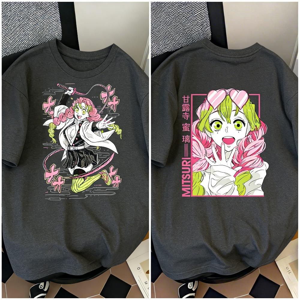 Plus Size Demon Slayer Anime Printed Unisex WomenTshirt Casual Parent Child Tops Fashion Harajuku Style Street Wear Y2K Summer
