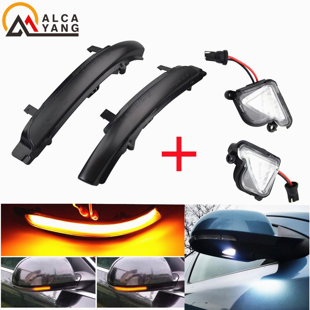 Puddle Lamp & Scroll Flashing Lamp Dynamic Blinker LED Turn Signal Mirror Light For Skoda Octavia 2 MK2 II A5 SuperB B6 3T set