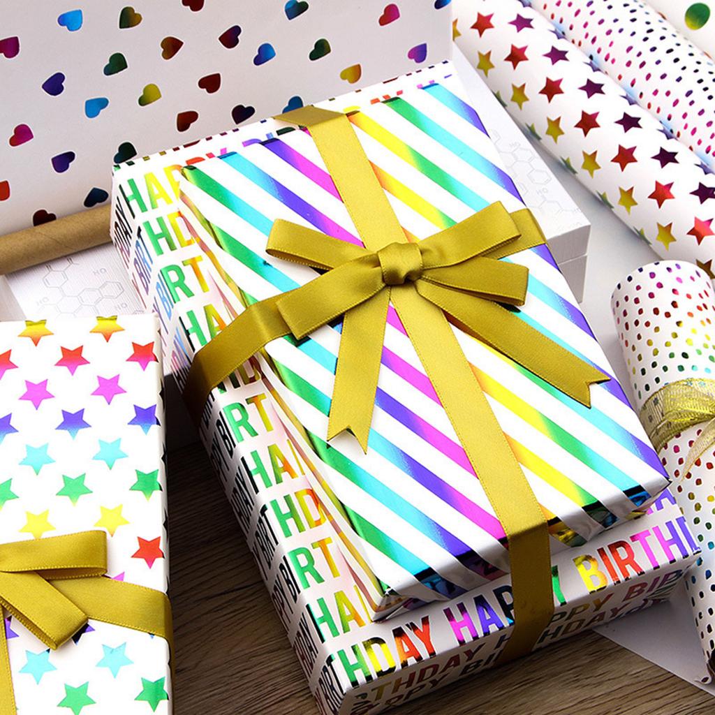 Multipurpose Vibranting Birthday Party Wrapping Paper Set Unique Designs Small Rolls for Presents Craft Supplies
