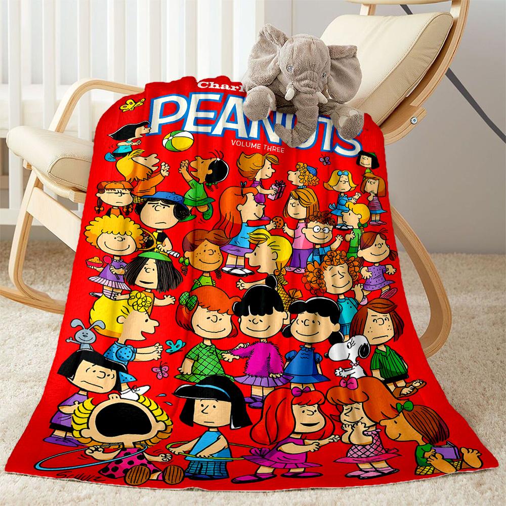 Peanuts Characters Panels Blanket Durable Comfort Perfect for Seaside Chair Sofa All-Season Use Modern Style Birthday Christmas Gift Blanket
