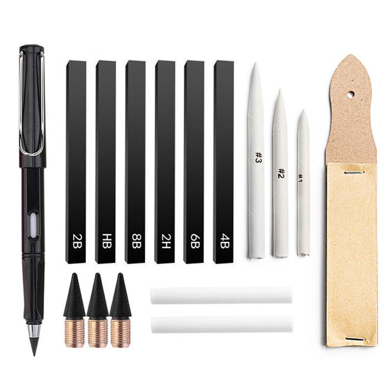 16-Piece Eternal Pencil Set: No Sharpening Needed with Eraser & Lead Art Tools