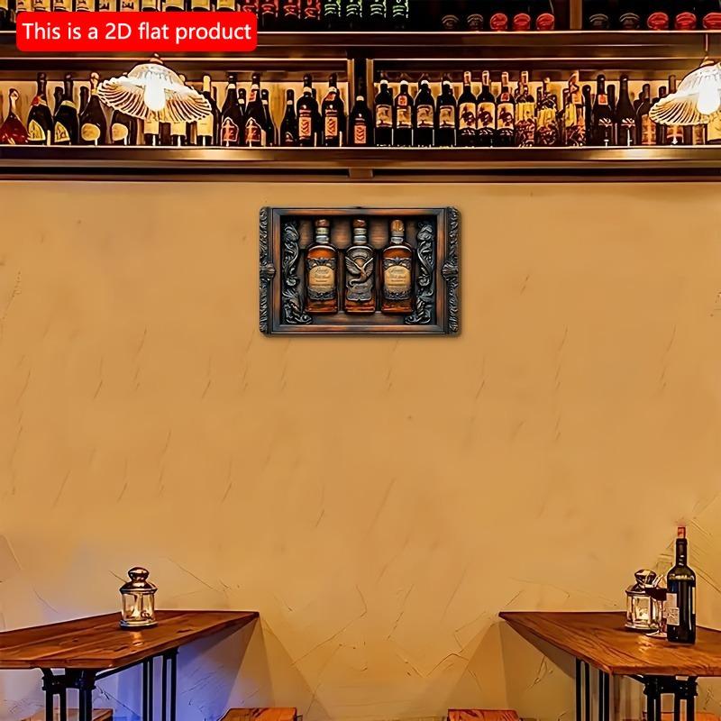 2d Flat 30*20cm, Whiskey Wooden Decorative Plaque Sign, Square Floral Emblem, Boho Style, for Home, Kitchen, Garden, Bedroom, Bar.