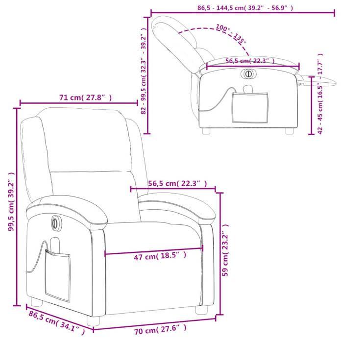 VidaXL Electric Massage Recliner, Relaxation Chair with Adjustable Backrest and Footrest, Seat of 3204291