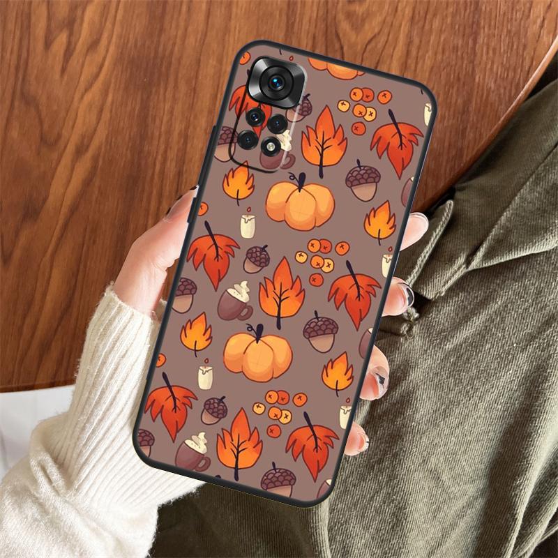 Autumn Leaves Fall Pumpkin Case For Xiaomi Redmi Note 14 Pro 13 12 11 10 15 Pro Plus Redmi 15 C 13 10C 12C 13C 14C Cover