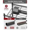 Storage Shelves - 5-Tier Large Ccity Shelf Organizer with Hooks Heavy-Duty Garage Shelving with Leveling Feet Wobble-Free Rack
