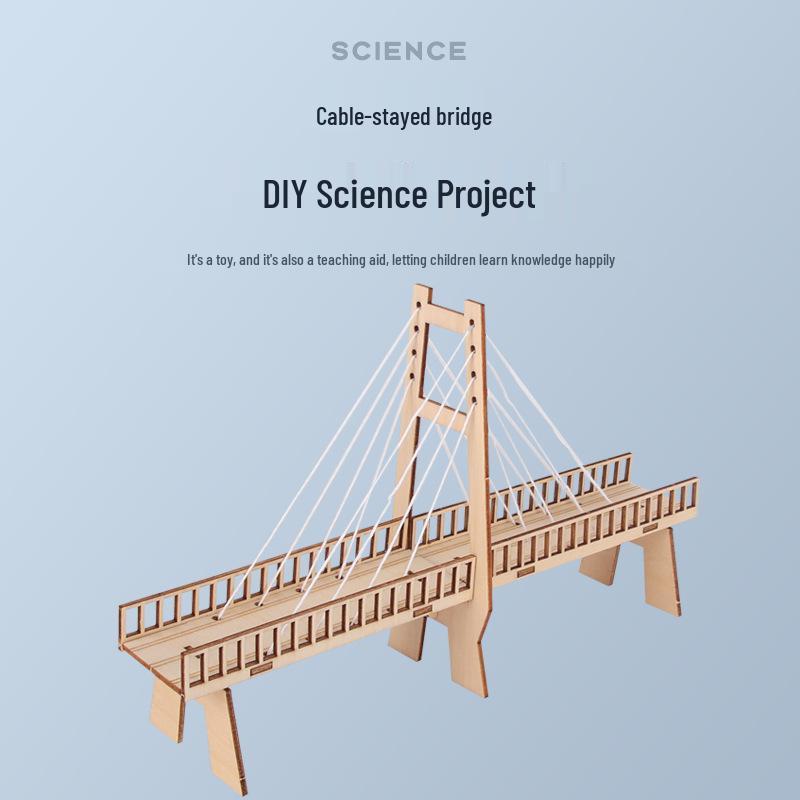 DIY Cable-Stayed Bridge Science Kit for Kids Wood
