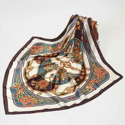 Women Fashion Square Vintage Print Satin Neckerchief Sun-Proof Scarf Scarves Shawl High Quality 1PC 90*90cm
