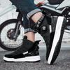 Vier Jahreszeiten Motorradstiefel Große Größe Drehknöpfe Leder Anti-Rutsch-Kollision Motorradstiefel Herren Sportschuhe