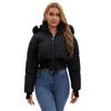 Womens Thick Hooded Cotton Puffer Jacket With Detachable Faux Fur Trim Waist-Cinched Streetwear Coat Winter