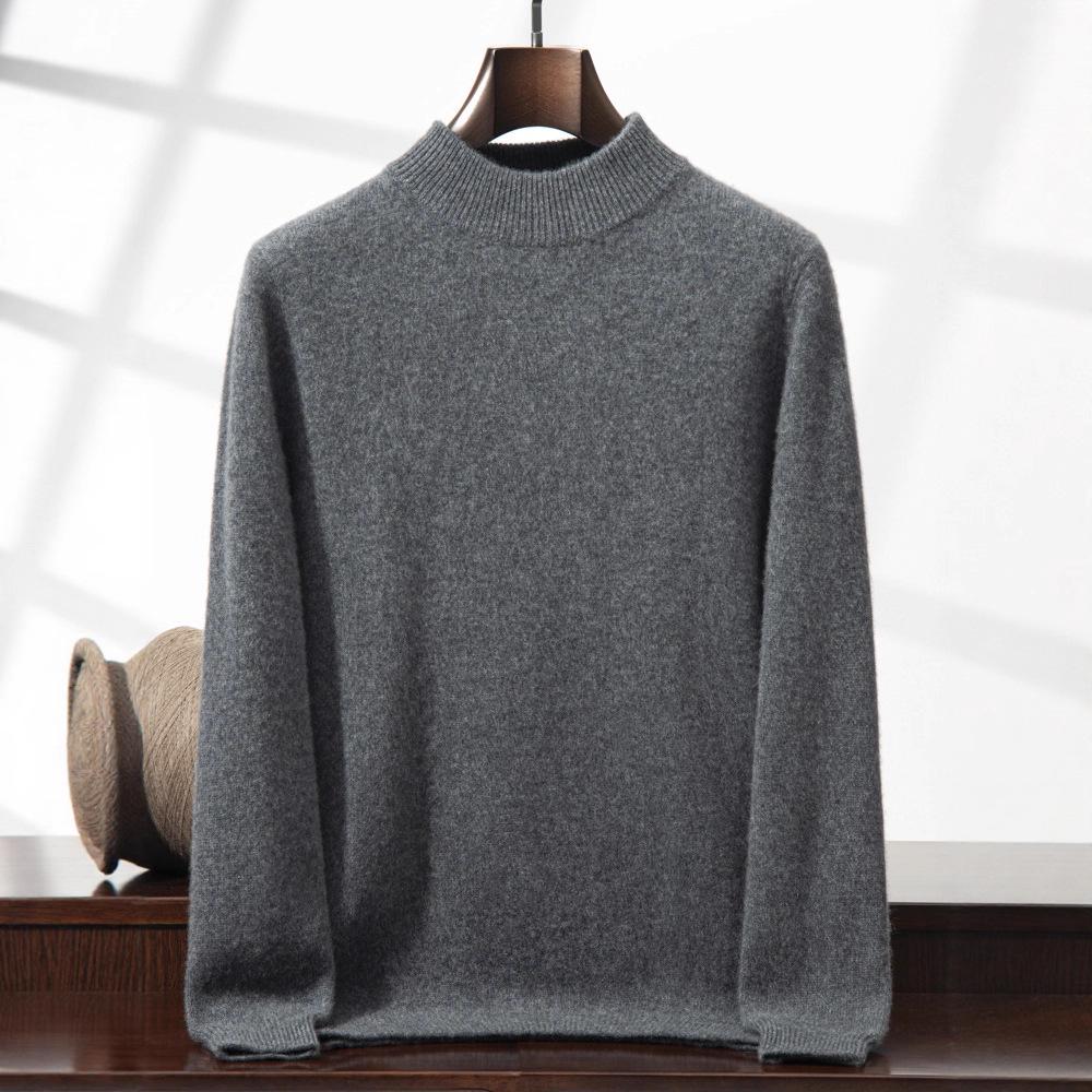 Men's Half-High Collar Thickened Cashmere Sweater - Soft Seven-Gauge Knit for Autumn/Winter