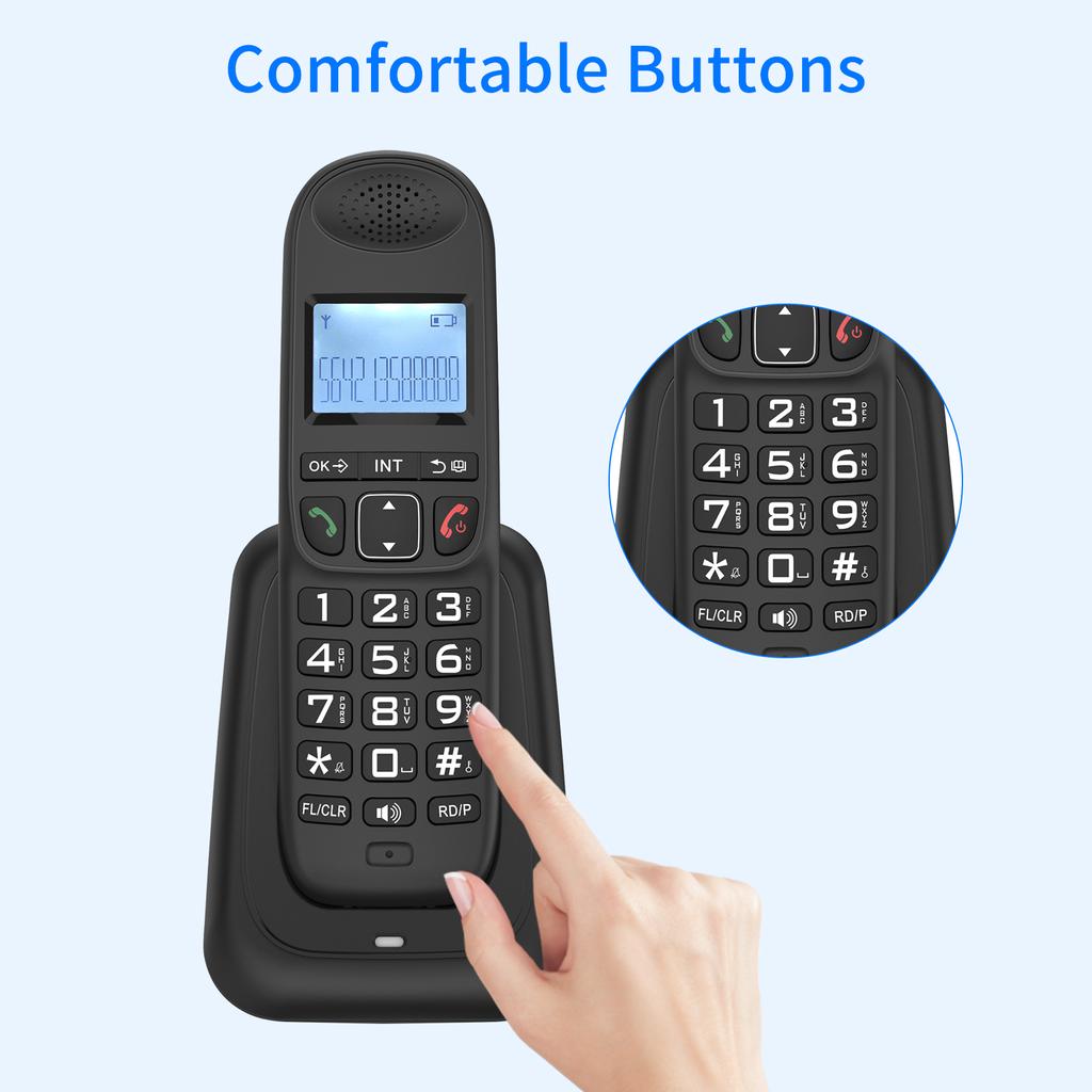 Expandable Cordless Phone System With 3 Lines Display Caller Id Support 5 Handsets Connection 50 Phone Book Memories