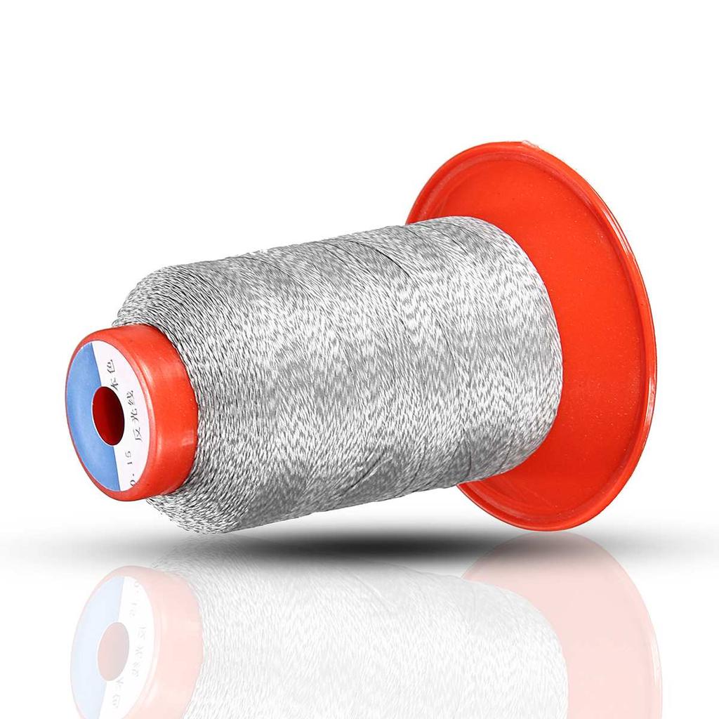 Filo da Cucito Altamente Riflettente 1000M Filato Tessuto Poliestere Fai da Te Cucito Lavoro a Maglia Cappello di Sicurezza Gilet da Lavoro Dia 0,5-0,15mm Grigio Argento