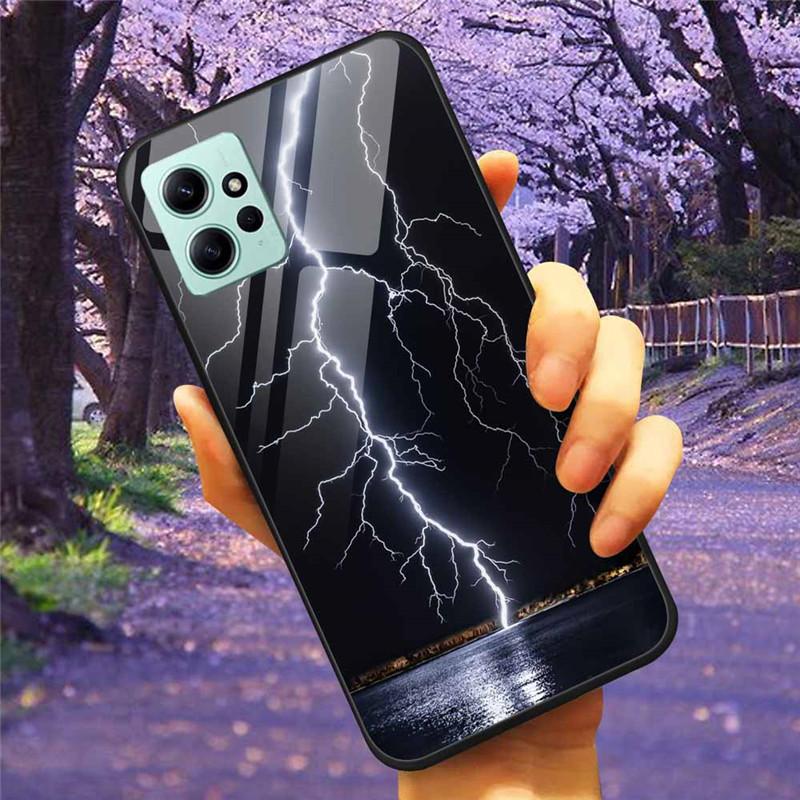 For Xiaomi Redmi Note 12 4G 2023 Case Tempered Glass Starry Marble Hard Back Protective Cover for Redmi NOTE 12 Note12 4G Global