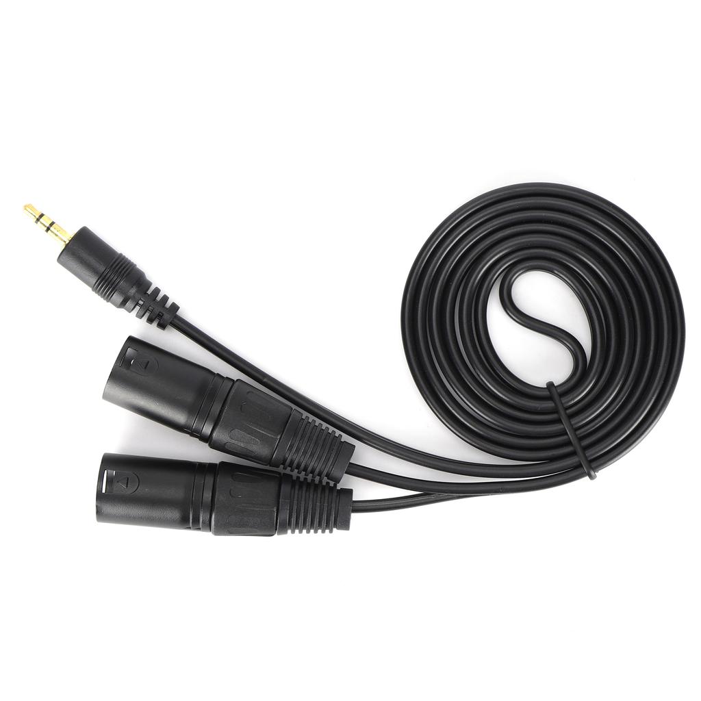 Câble Microphone Connecteur 3.5mm vers Adaptateur Double XLR Mâle Cordon de Patch d'Interconnexion3.5 XLR 1.5m 4.9ft