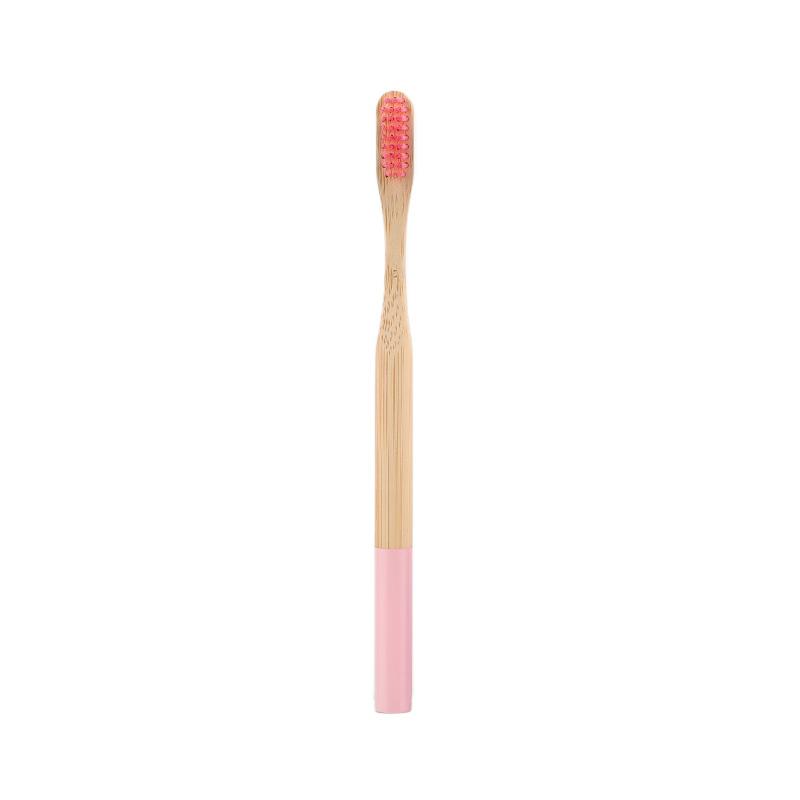 Custom Logo and Packaging Color Painted Round Handle Adult Soft Bristle Eco Biodegradable Bamboo Toothbrush